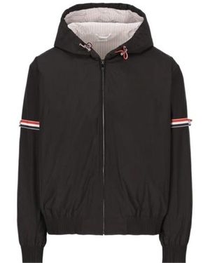 Thom Browne Stripe Detailed Zip-Up Jacket - Black