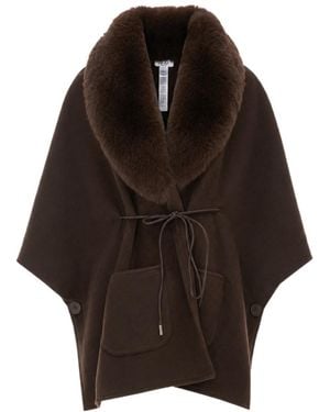 Liu Jo Faux Fur Trim Belted Cape - Multicolor