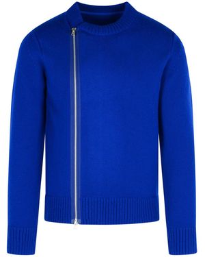 Sacai Zip-Detail Crew-Neck Jumper - Blue