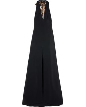 PUCCI V-Neck Slit Long Dress - Black