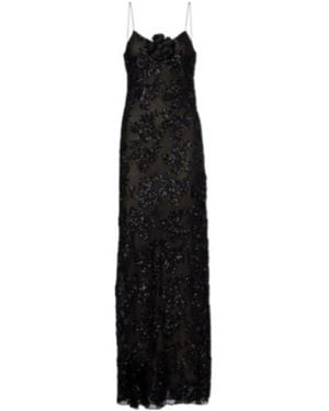 Rodarte Floral-Appliqué Sequined Gown - Black