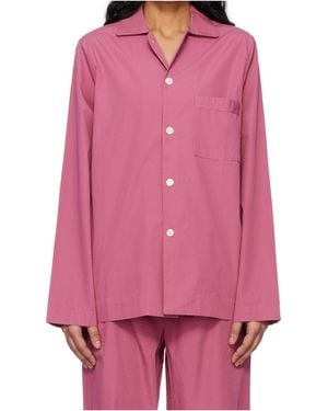 Tekla Poplin Long-Sleeved Pyjama Shirt - Pink