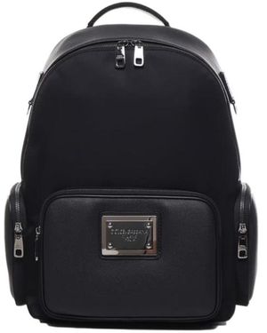Dolce & Gabbana Logo Plaque Zipped Backpack - Blue