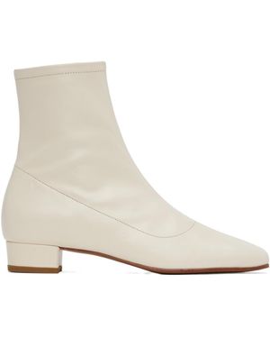 BY FAR Este Square Toe Ankle Boots - White