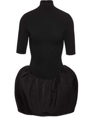 Magda Butrym High-Neck Puff Skirt Mini Dress - Black