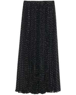 Saint Laurent Polka Dot Printed Pleated Skirt - Black