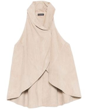 Emporio Armani Draped Leather Top - Natural