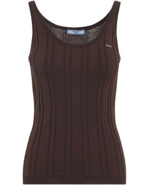 Prada Round Neck Sleeveless Vest - Brown