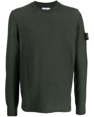 Stone Island Logo Round-Neck Jumper - Green