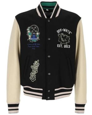 Off-White c/o Virgil Abloh Logo Patch Varsity Jacket - Black