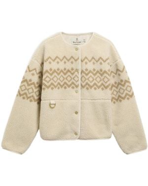 Barbour Fair Isle Fleece Round Neck Jacket - Natural