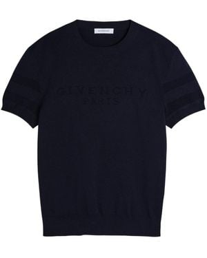 Givenchy Textured Knit Logo Cotton-Blend T-Shirt - Blue