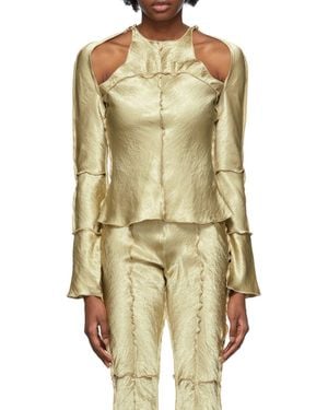 Yuzefi Strapless Design Blouse - Metallic