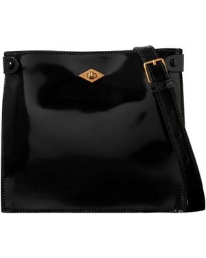 Metier Stowaway Glossed-Leather Shoulder Bag - Black