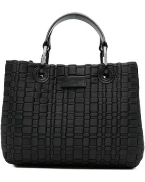 Emporio Armani Logo Patch Woven Tote Bag - Black
