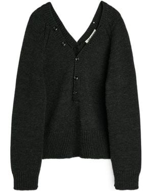 Our Legacy Buttoned V-Neck Knitted Jumper - Black