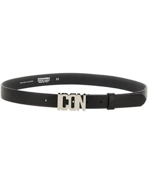DSquared² Icon Plaque Belt - White