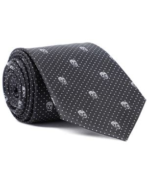 McQueen Skull Embroidered Tie - Grey