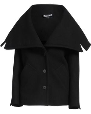 Jacquemus Classic Wool Single-Breasted Coat - Black