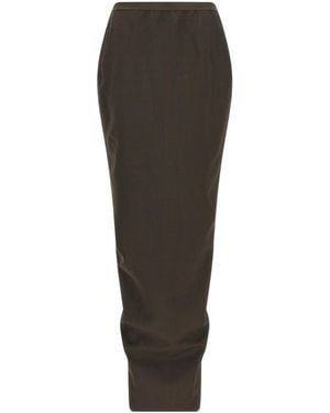 Rick Owens Back Slit Long Skirt - Brown