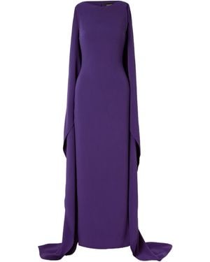 Solace London Kaila Cape-Effect Crepe Gown - Purple