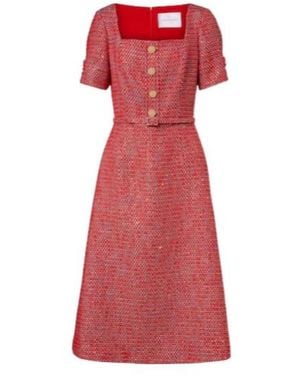 Carolina Herrera Cotton-Blend Lamé Tweed Midi Dress - Red