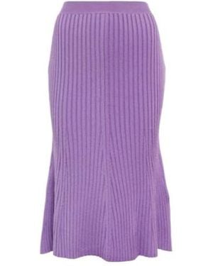 Stella McCartney Ribbed-Knit Midi Skirt - Purple
