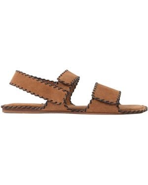 KHAITE Whipstitched Suede Sandals - Brown