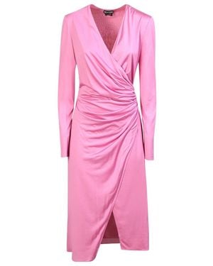Tom Ford V-Neck Wrap Midi Dress - Pink