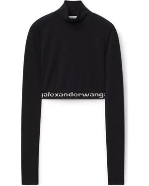 Alexander Wang Logo Band Cropped Top - Black