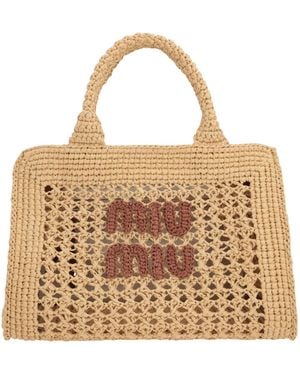 Miu Miu Raffia-Effect Woven Handbag - Natural