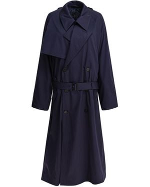Balenciaga Double-Breasted Belted Trench Coat - Blue