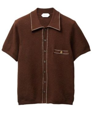 Versace Short-Sleeved Knitted Shirt - Brown