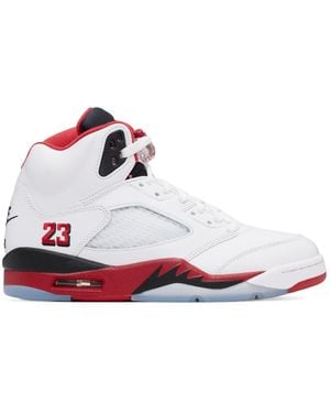 Nike Air Jordan 5 Retro Lace-Up Sneakers - White