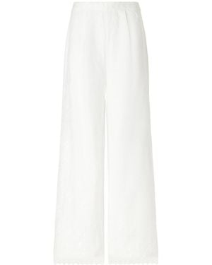Eres Embroidered Linen Straight-Leg Pants - White