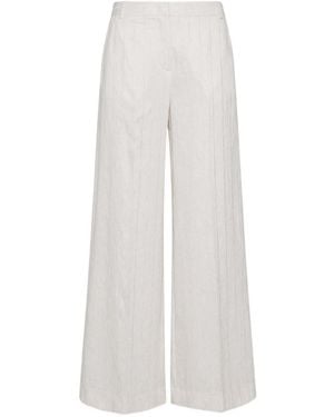 Marella Sequinned Pinstripe Wide-Leg Pants - White