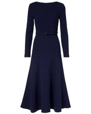 Roland Mouret Belted Wool Crêpe Midi Dress - Blue