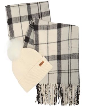 Barbour Logo-Appliqué Plaid Scarf And Beanie Set - Multicolour