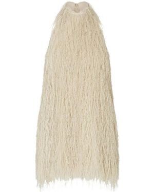 Liu Jo Short Dress With Frayed Fabric - White