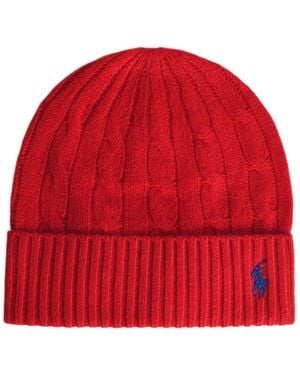 Polo Ralph Lauren Cable-Knit Beanie Hat - Red