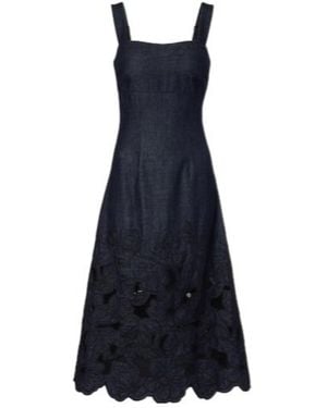 Veronica Beard Rosaura Floral Denim Midi Dress - Blue