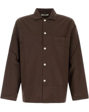 Tekla Poplin Pyjama Shirt - Brown