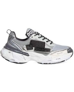DSquared² Logo-Patch Lace-Up Sneakers - Gray