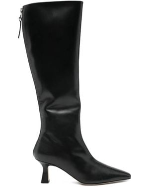Aeyde Leather Knee-High Boots With Zipper Closure - Black