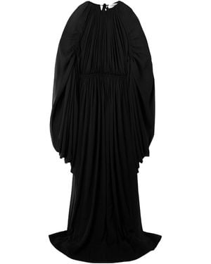 Lanvin Cape-Effect Gathered Silk-Chiffon Gown - Black