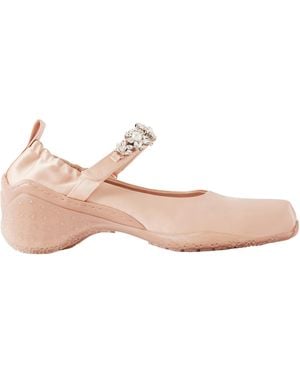 Simone Rocha Crystal-Embellished Satin Pumps - Pink