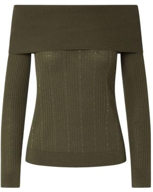 Liu Jo Wool Sweater With Bardot Neckline - Green