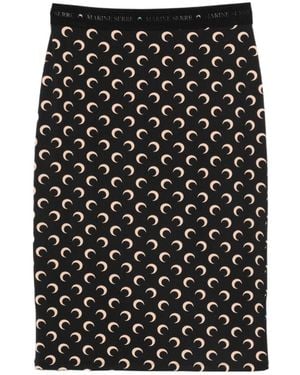 Marine Serre Printed Pattern Midi Skirt - Black