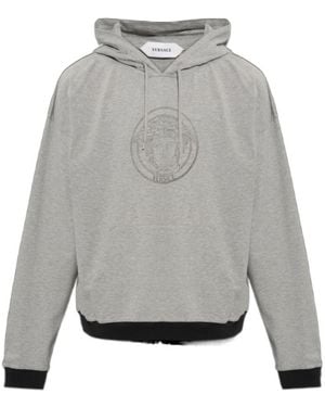 Versace Medusa-Print Hoodie - Gray