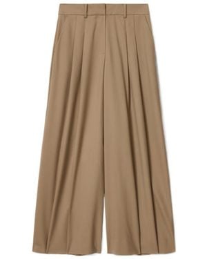AllSaints Wool-Blend Wide-Leg Poppy Trousers - Natural